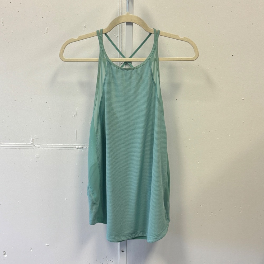Lululemon Wild Tank Top Mint Green Strappy Criss Cross Back Mesh Size 4